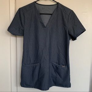 scrub set from figs in heather denim color